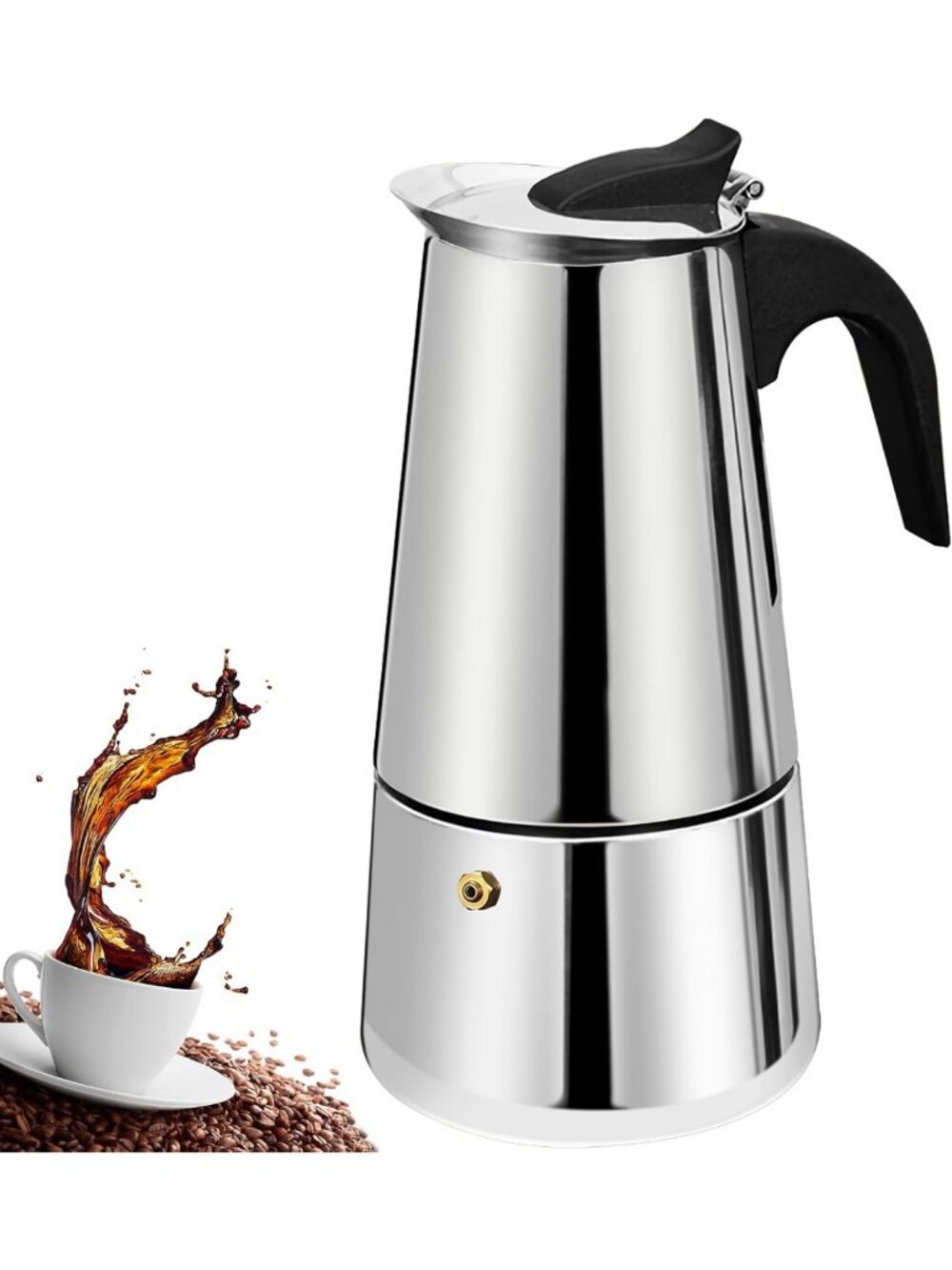 Stainless Steel Moka Pot Espresso Maker - 4 Cup Stovetop Percolator for Home